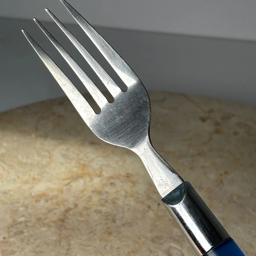 IKEA Flatware Set 3pc Blue Frosted Translucent Handle Stainless Steel Taiwan